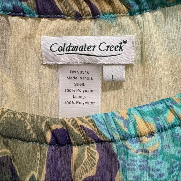 Coldwater Creek Blue, Green, and Teal Bohemian Print Tiered Maxi Skirt Sz Large - Picture 8 of 8